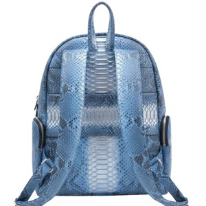 Metallic Blue Genuine Python Snakeskin Backpack: Convertible Laptop Backpacks