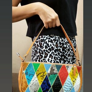 Python Snakeskin Textured Shoulder Bag Pattern