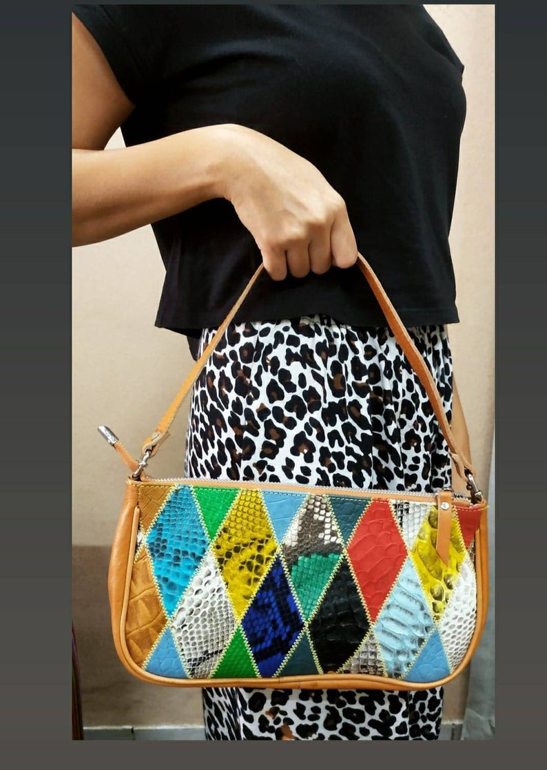 Python Snakeskin Textured Shoulder Bag Pattern