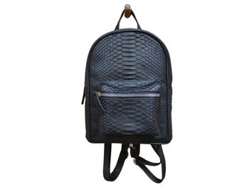 Snakeskin Leather Backpack - Stylish & Functional