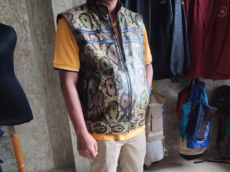 Genuine Python Snakeskin Motorcycle Leather Vest 1