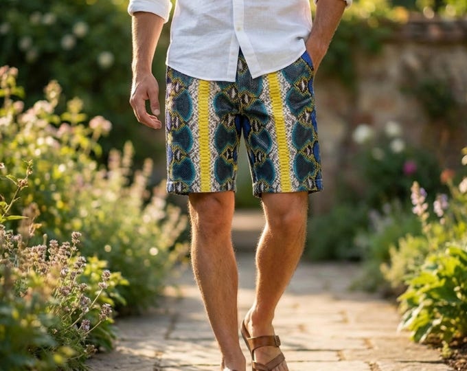 Featured listing image: Genuine Python Snakeskin Above Knee Shorts Exotic Leather Luxury Designer Mens Statement Summer Wear