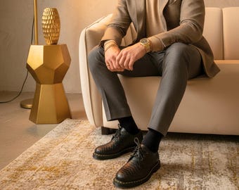 本物のパイソンレザーメンズシューズ：ハンドメイドのエキゾチックなスネークスキンドレスシューズ