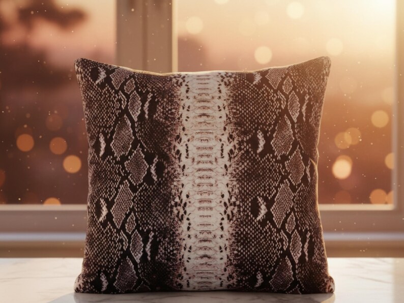 Genuine Python Snakeskin Sofa Cushion Covers: Exotic Leather Throw Pillow Living Room Decor