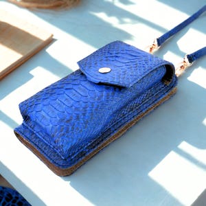 Handgefertigte Schlangenleder Handytasche Crossbody Brieftasche Kartenaufbewahrung Brieftasche Organizer Python Leder Handyschutz Echtes Leder Mode Tasche