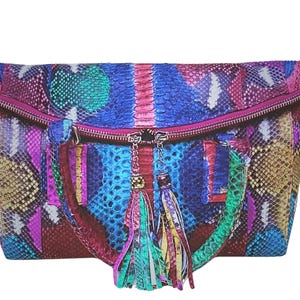 Bolso de hombro de cuero para mujer Hinara de piel de serpiente multicolor para regalo para ella