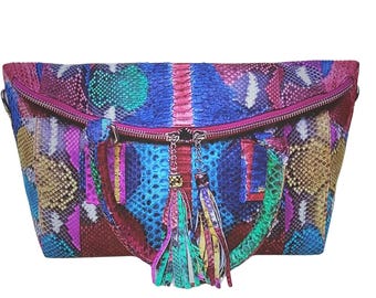 Multicolor Snakeskin Hinara Women Leather Shoulder Purse for Gift To Her