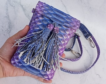 Snakeskin Phone Case with Long Strap and Fringe Tassel