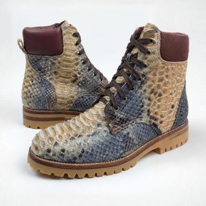 Multi-Color Python Snakeskin Leather Boots