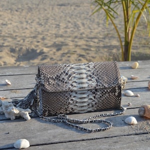 Echt Python Schlangenleder Clutch Kette Geldbörse für Frauen