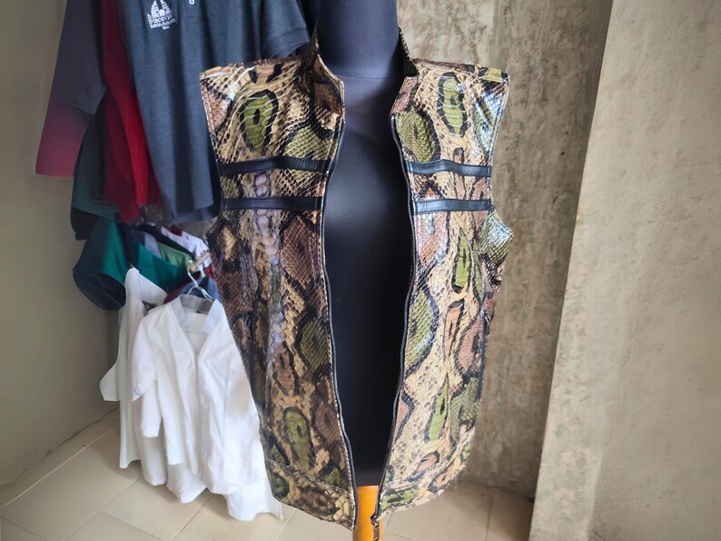 Genuine Python Snakeskin Motorcycle Leather Vest 7