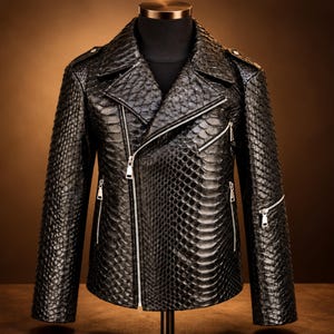 Motorjack van python slangenleer: bikerstijl
