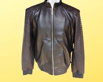 Custom Snake Skin Leather Jacket - Classic Bomber Design