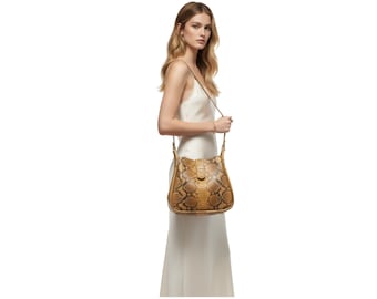 Genuine Python Snakeskin Shoulder Bag: Handmade Exotic Leather Hobo