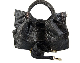 Crossbody Hobo Bag Genuine Python Snakeskin Leather