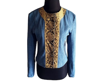 Genuine Snakeskin Denim Jacket for Women