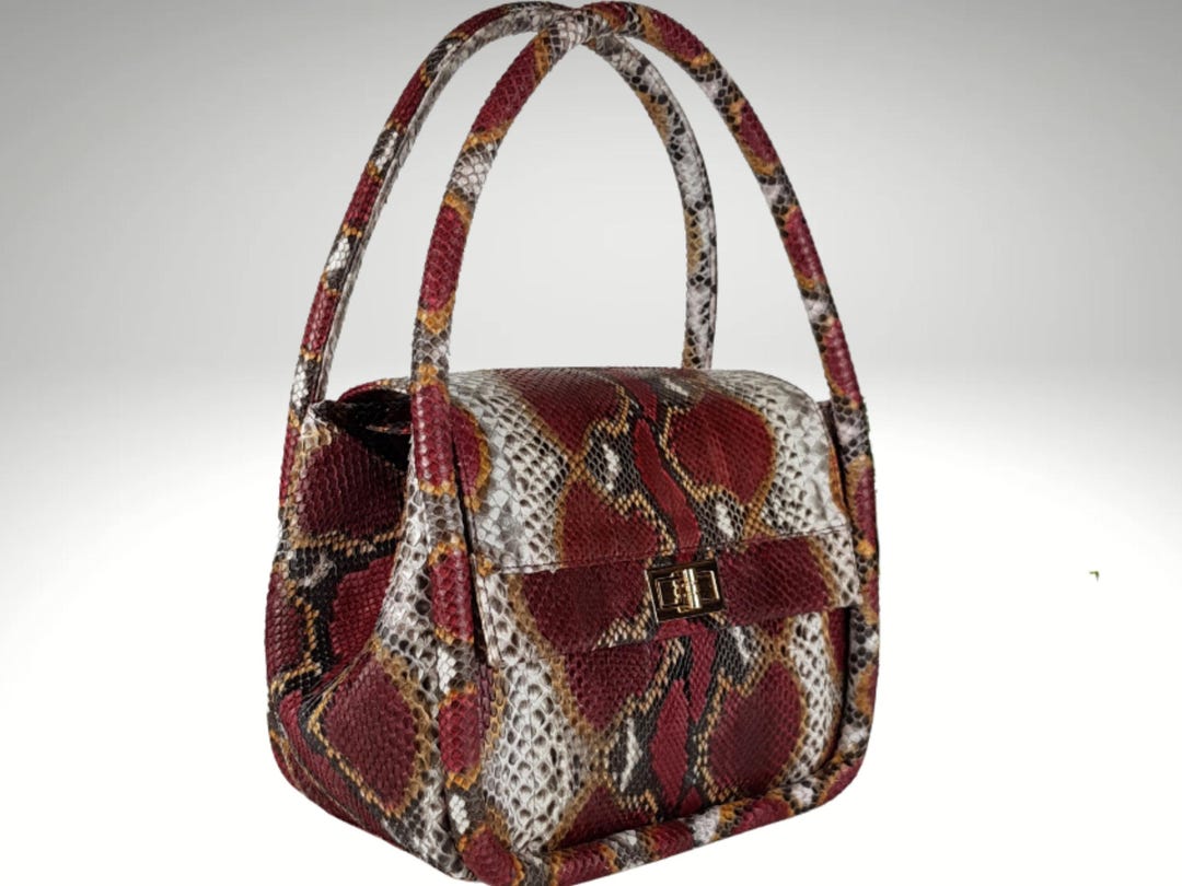 Python Positive Closure Tool Bag Python Snakeskin Top Handle Bag With Twist Closure Ideal Gift for ...