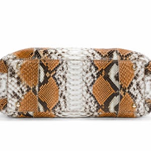 Genuine Python Snakeskin Tote Bag: Pale Brown Color