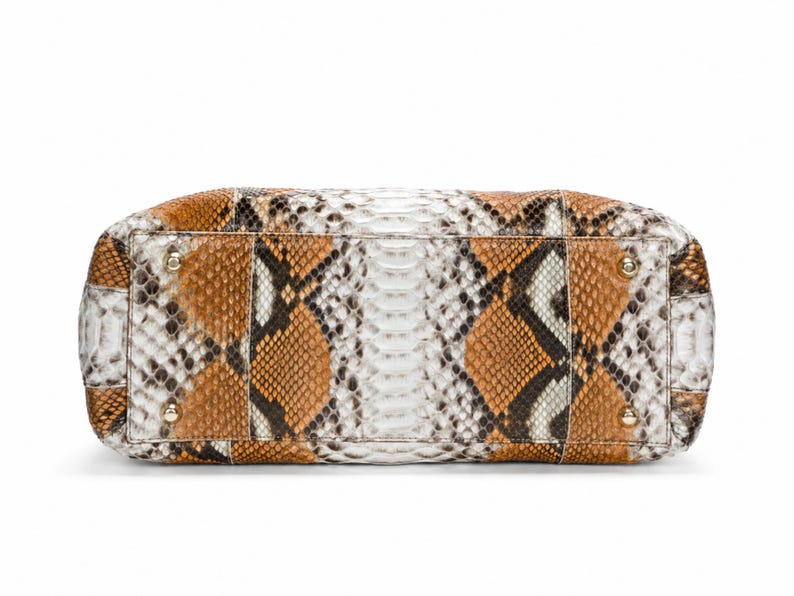 Genuine Python Snakeskin Tote Bag: Pale Brown Color