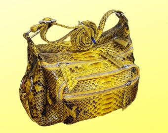 Unique Diaper Bag with Exotic Python Snakeskin - Functional and Stylish for Moms On-The-Go
