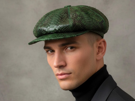 Genuine Snakeskin Leather Newsboy Cap: Exotic Baker Hat - Etsy