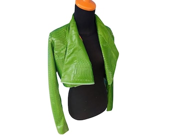Bolero Jackets for Evening Dresses Green Python Snakeskin Leather