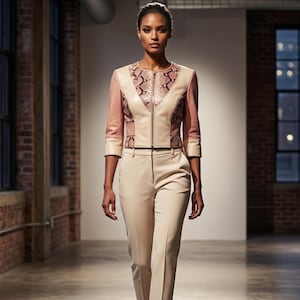 Full body outfit women exotic leather jacket runway style