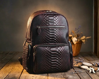 Luxus Echtes Python Schlangenleder Rucksack: Handgefertigte Echtleder Tasche für Männer & Frauen