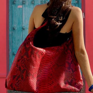 Extra Large Snakeskin Travel Shoulder Bag