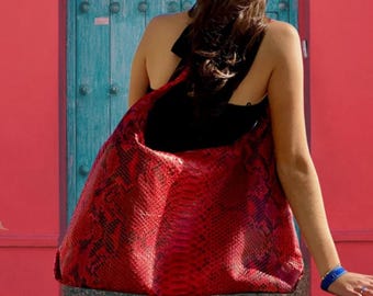 Extra Large Snakeskin Travel Shoulder Bag