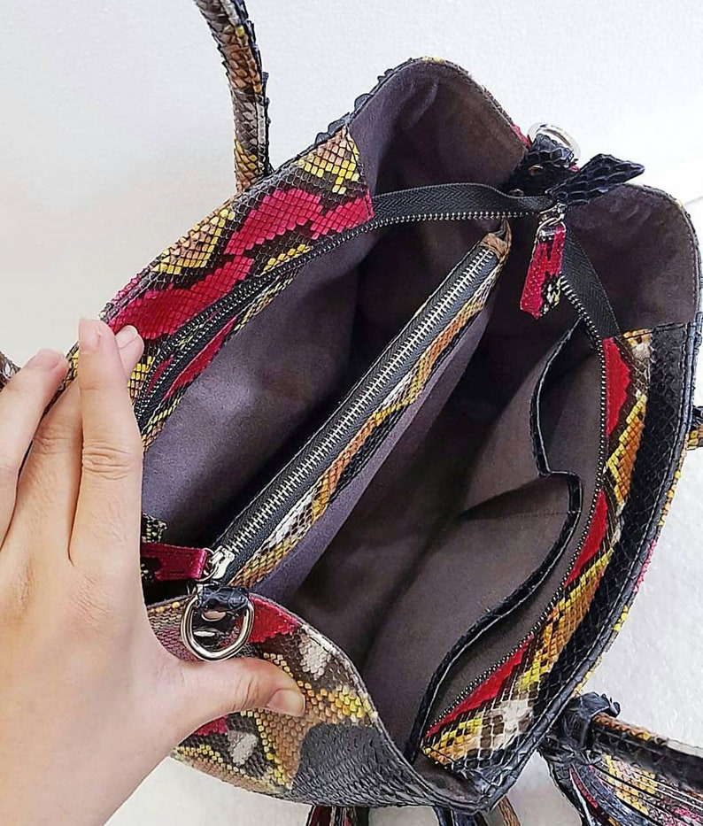 Ball Python Purse Real Colorful Python Snakeskin Purse Leather Tote Shoulder Bag for Her ...