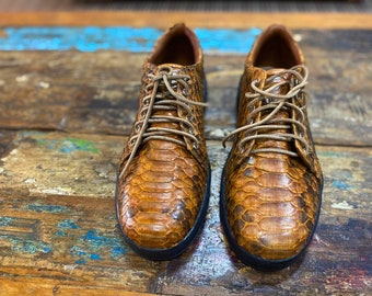 Real Snake Skin Sneakers Casual Walking Shoes