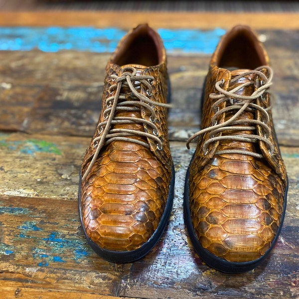 Real Snake Skin Sneakers Casual Walking Shoes