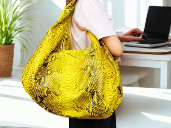 Large Hobo Bag With Genuine Soft Python Snakeskin Leather - Etsy