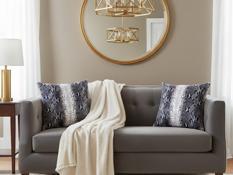 Genuine Python Snakeskin Sofa Cushion Covers: Exotic Leather Throw Pillow Living Room Decor