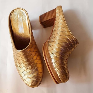 Handcrafted Woven Leather Heels Loafers