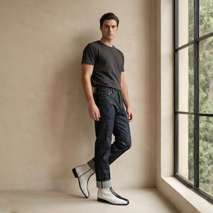 Handmade Python Snakeskin Ankle Boots: White Color Zipper Closure Shoes