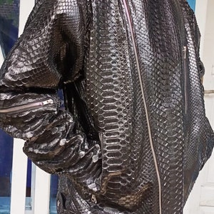 Men's Motorcycle Jacket Genuine Black Python Snakeskin Leather