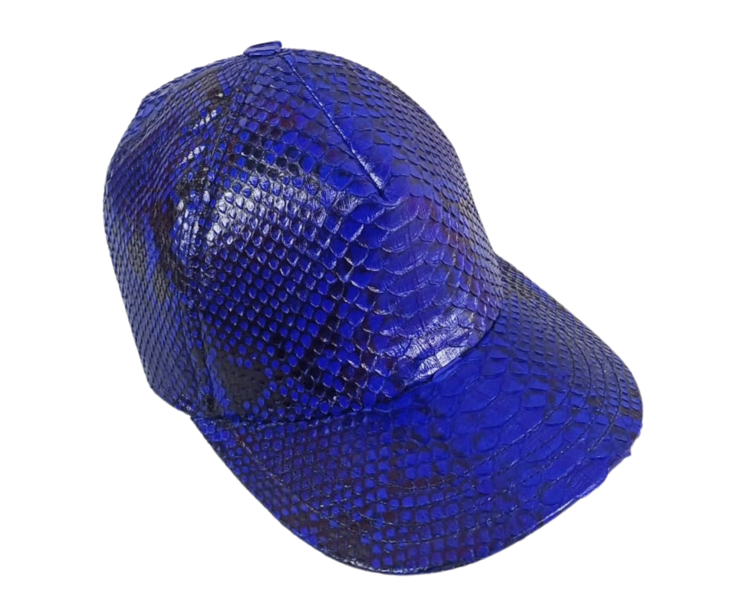 Accessories Hats & Caps Baseball & Trucker Caps Blue Python Snakeskin Leather Hat,Snapback Baseball Cap,Gift For Trucker Caps 