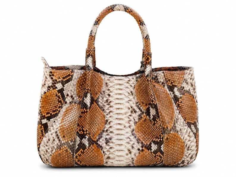 Genuine Python Snakeskin Tote Bag: Pale Brown Color