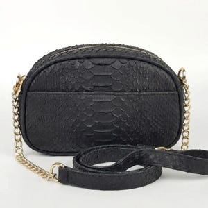 Genuine Python Snakeskin Shoulder Bag for Women: Black, Brown, White, Pink Exotic Purse