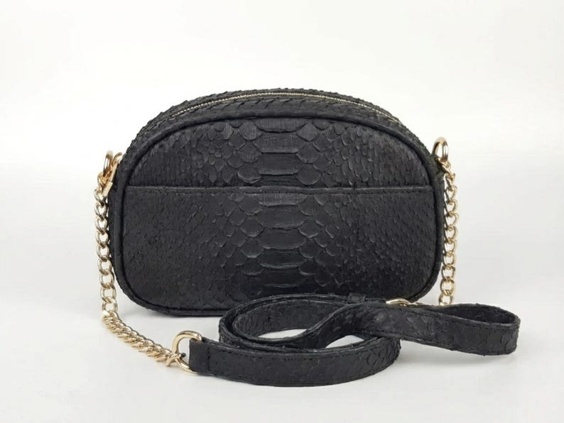 Genuine Python Snakeskin Shoulder Bag for Women: Black, Brown, White, Pink Exotic Purse