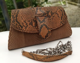 Snakeskin Crossbody Strap Handbag, Women Evening Dress Purse, Gift for Birthday Wedding