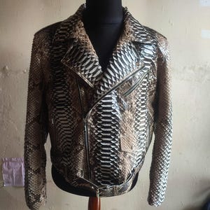 Brown Snakeskin Motorcycle Leather Jacket