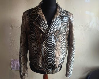 Brown Snakeskin Motorcycle Leather Jacket