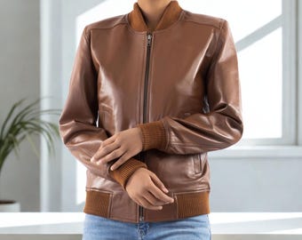 Women's Lightweight Bomber Jackets - Genuine Lambskin Leather
