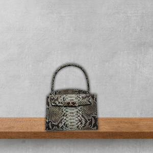 Cartera de piel de serpiente con asa superior cruzada para mujer para noche