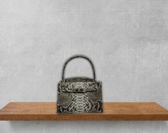 Snakeskin Cross Body Top Handle Leather Women Purse for Evening