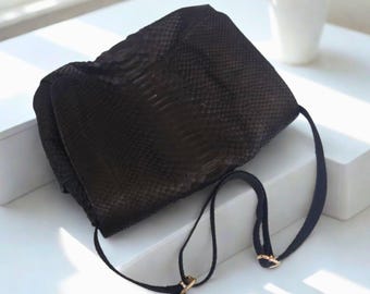 Handcrafted Genuine Python Snakeskin Messenger Bag for Men