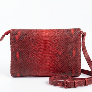 Genuine Python Snakeskin Leather Shoulder Bag: Handmade Designer Purse